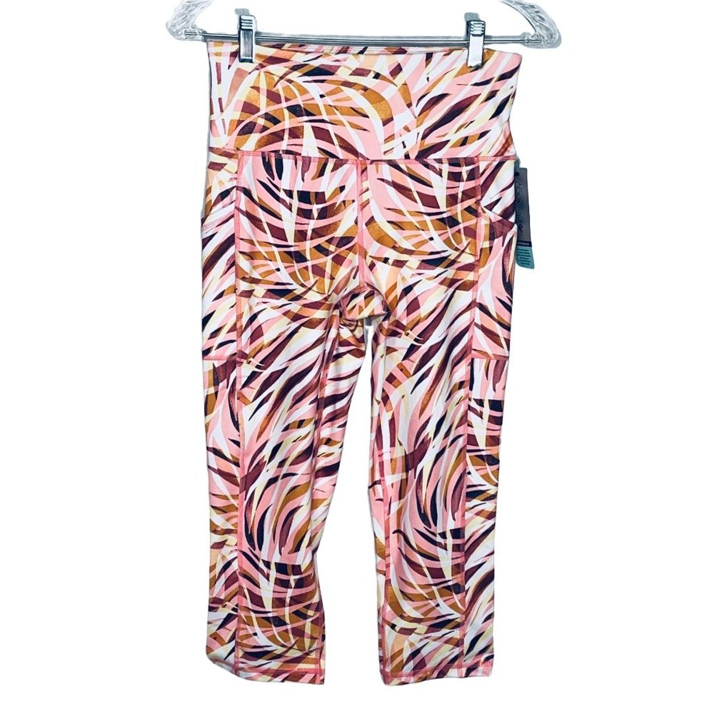 ID Ideology Performance womans Printed Cropped Leggings white pink M